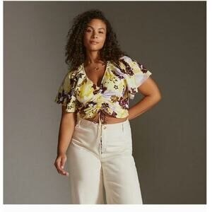 Maeve by Anthropologie Cinched Peasant Floral Top Size: M